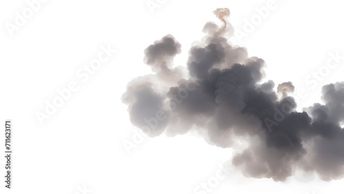 Gray fire flame smoke cloud texture isolated on white background