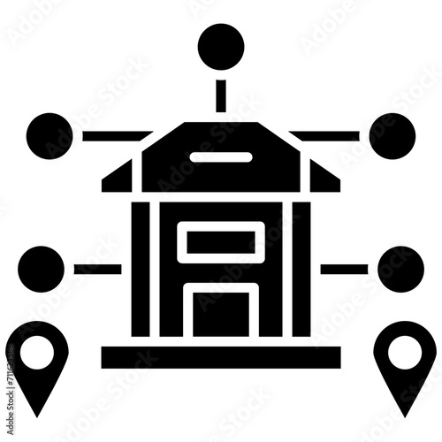 Branch Network icon vector image. Can be used for Online Money Services.