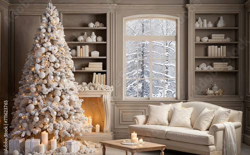 cozy interior with white christmas d  cor