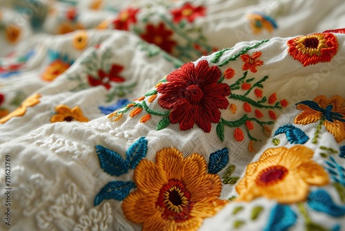 Colorful flowers embroidere...