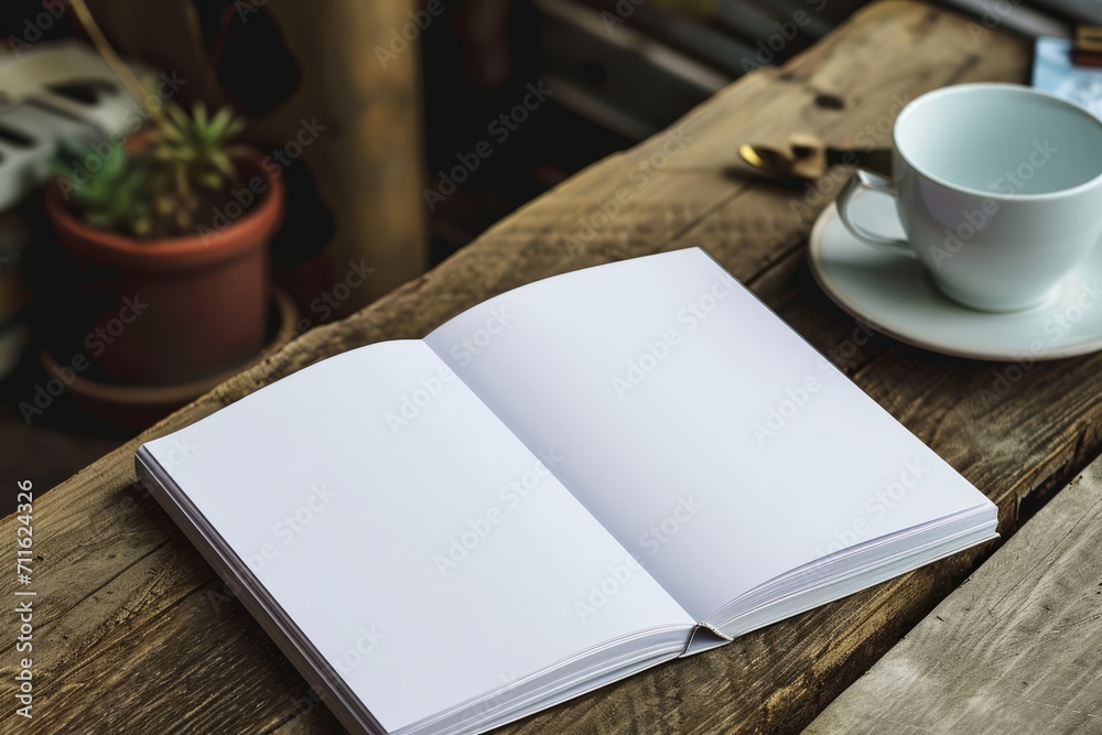 Opened white book mock up. AI generative Opened white book mock up. AI generative