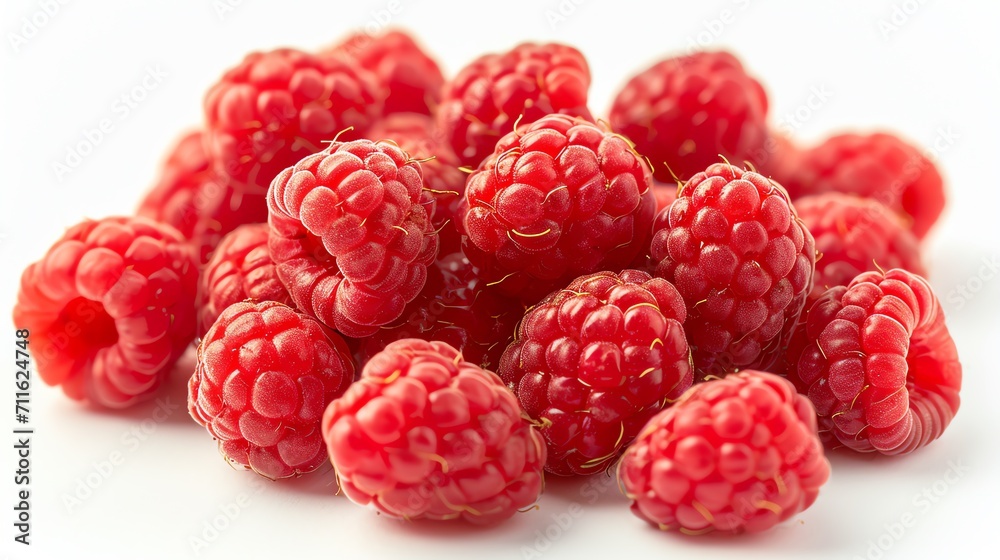 Pile of Ripe Red Raspberries Isolated on White Background Pile of Ripe Red Raspberries Isolated on White Background