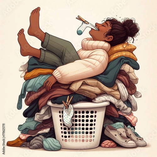 decluttering huge pile of clothes 