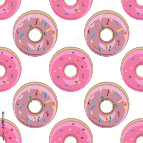 Vector illustration with pattern with pink donuts