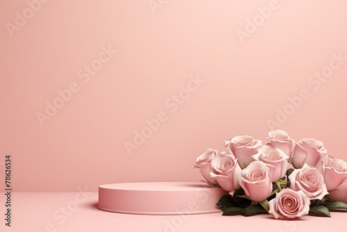 pink roses podium soft pink studio backdrop background