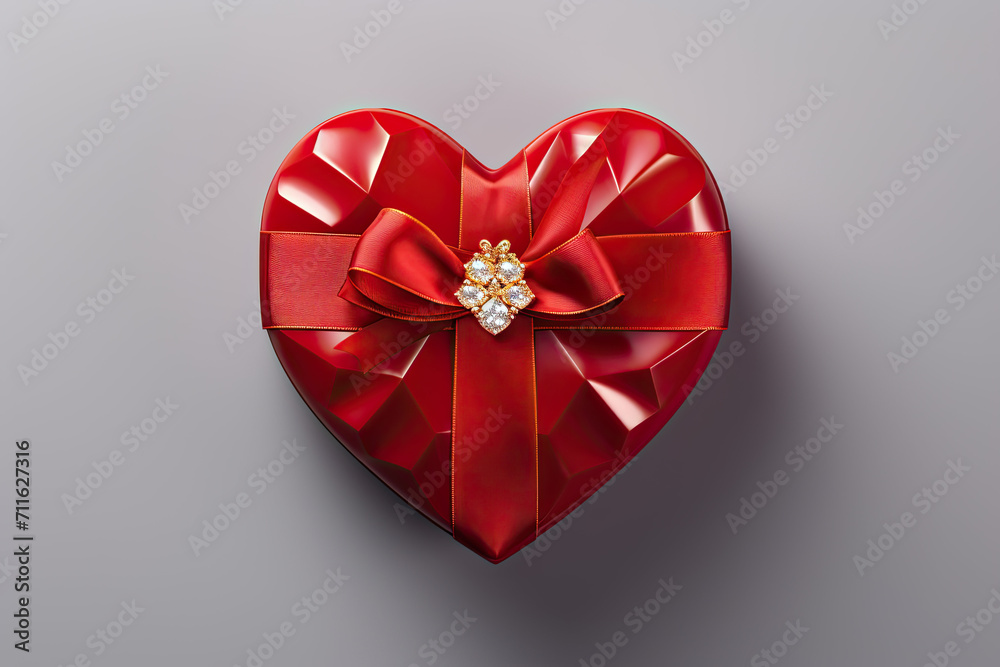 Gift Box Heart with Ribbon, Top View, Elegance, isolated background Ai generated Gift Box Heart with Ribbon, Top View, Elegance, isolated background Ai generated
