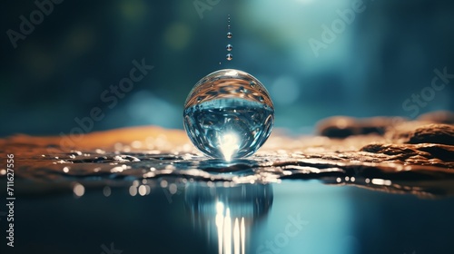 A beautiful stone view inside a drop of water - Generative AI photo