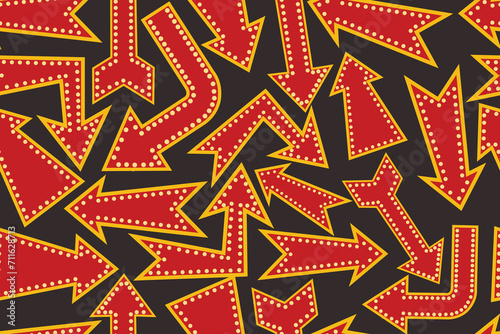 Seamless pattern of pointing arrow symbols for backgrounds, fabrics, wrappers, covers, etc