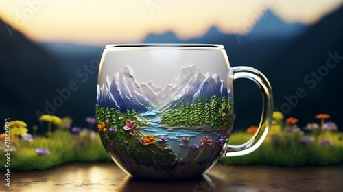 A beautiful world craft on a mug, ultra realistic - Generative AI