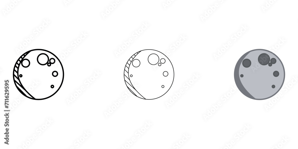 Waxing Crescent Weather Icon vector image on white background. Three icons thick, thin, colored outline. Can be used for mobile apps, web apps and print media Waxing Crescent Weather Icon vector image on white background. Three icons thick, thin, colored outline. Can be used for mobile apps, web apps and print media