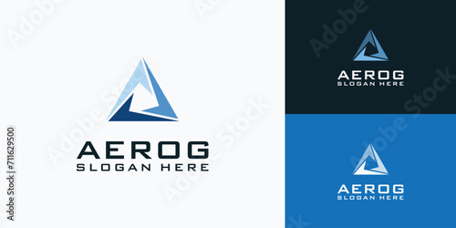 Swirling triangle vector logo design with masculine and sporty style.