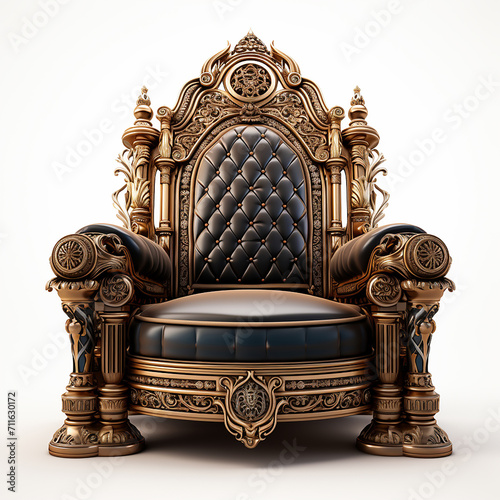 A king's throne from ancient times isolated on white background.