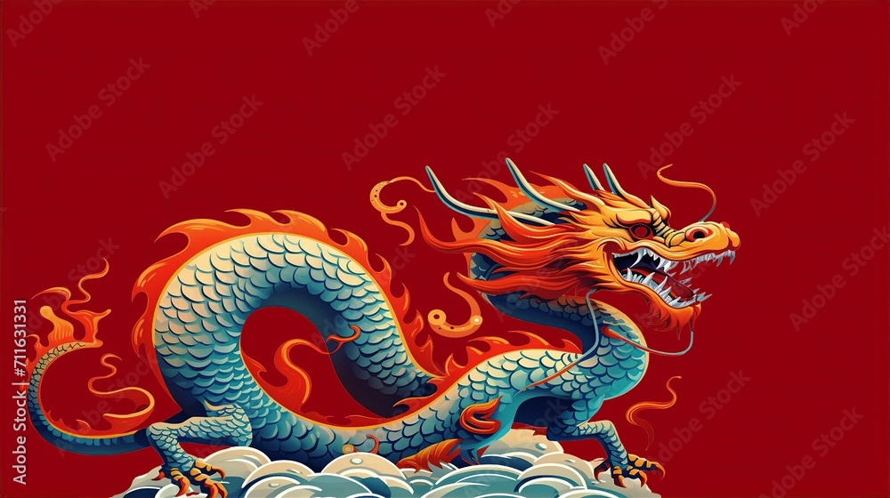 dragon isolated on red background dragon isolated on red background