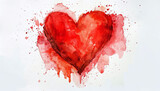 Watercolor Red Heart: Concept of Love, Relationship, and Art 