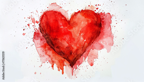 Watercolor Red Heart: Concept of Love, Relationship, and Art 