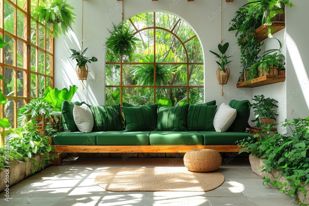 Fototapeta premium a room with serene peaceful ambiance and plants decorated ideas style inspiration