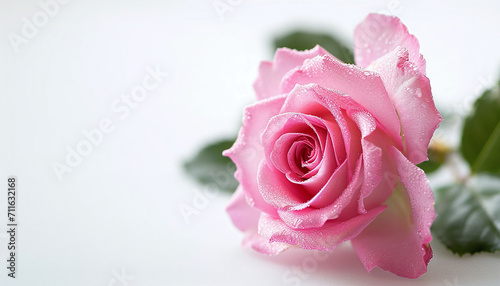 Pink Rose Flower on White Background 