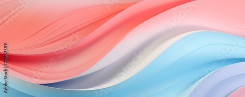 A blue, pink, and red paper wallpaper, in the style of light pink and light peach, colorful curves © Michael