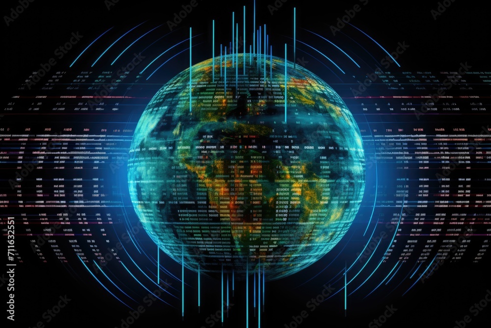 Abstract global technology background with earth and binary code. Abstract global technology background with earth and binary code.