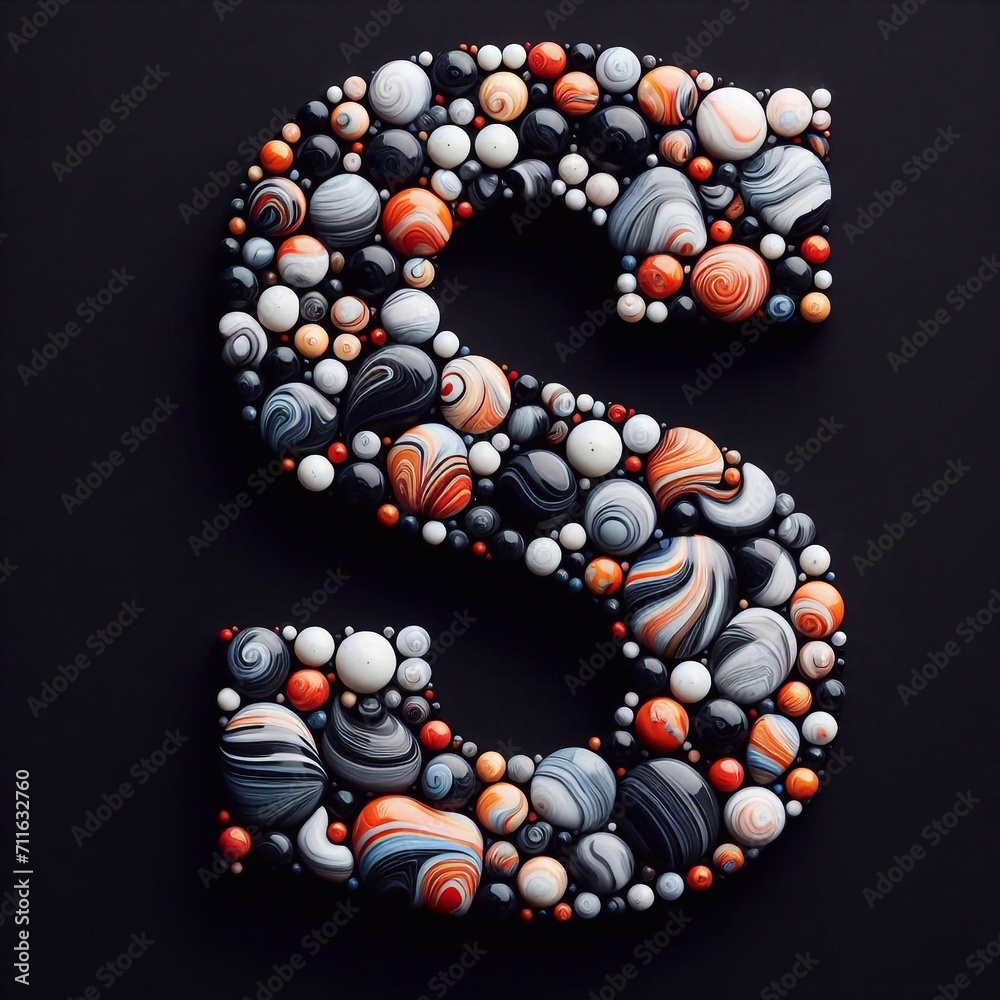 S letter shape made of marble pebbles. AI generated illustration S letter shape made of marble pebbles. AI generated illustration