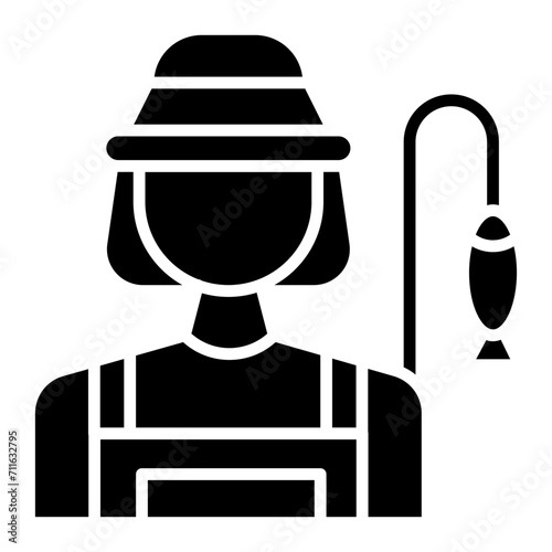 Fisherwoman icon vector image. Can be used for Women.