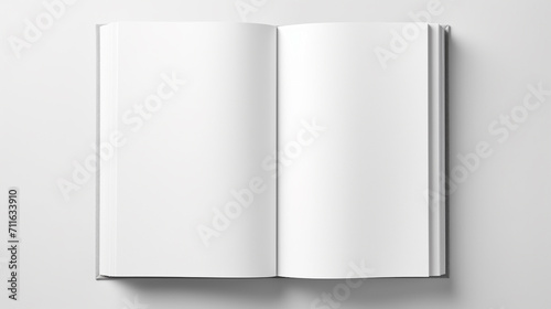 A notebook with white pages top view