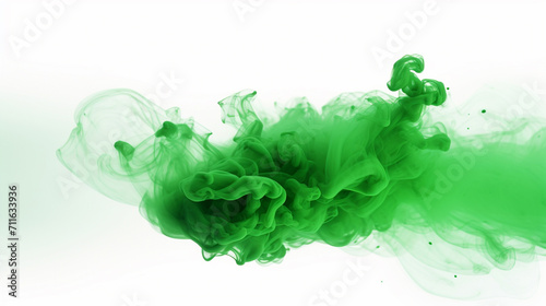 An explosion, green smoke on a white background
