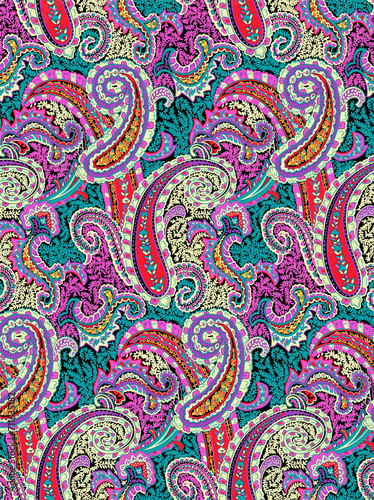 patchwork floral pattern with paisley and indian flower motifs. damask style pattern for textil and decoration 