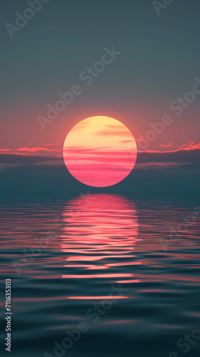 Sunset Over Ocean, minimalist art © Nelson