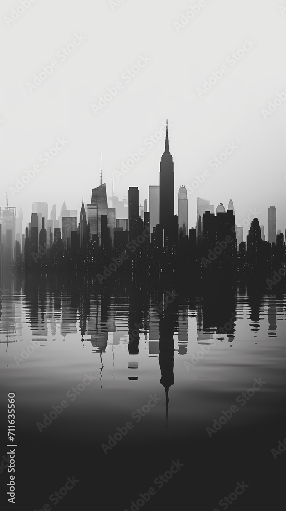 City Skyline in Black and White