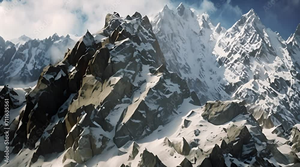snowy mountains landscape