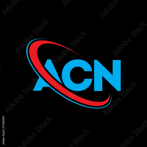 ACN logo. ACN letter. ACN letter logo design. Initials ACN logo linked with circle and uppercase monogram logo. ACN typography for technology, business and real estate brand.
