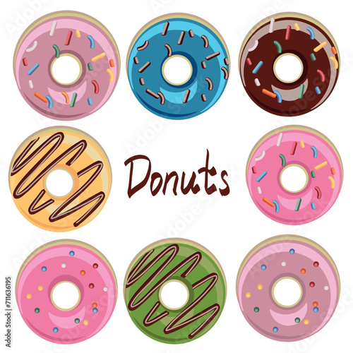 Vector illustration with colored donuts