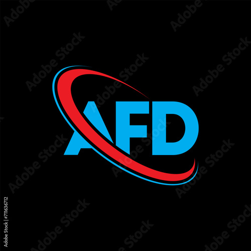 AFD logo. AFD letter. AFD letter logo design. Initials AFD logo linked with circle and uppercase monogram logo. AFD typography for technology, business and real estate brand. photo