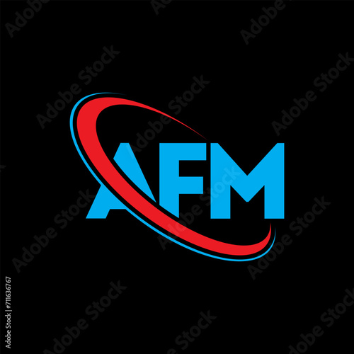 AFM logo. AFM letter. AFM letter logo design. Initials AFM logo linked with circle and uppercase monogram logo. AFM typography for technology, business and real estate brand. photo