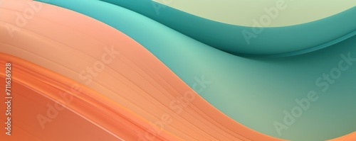 A orange, purple, and green paper wallpaper, in the style of light orange and light mint, colorful curves