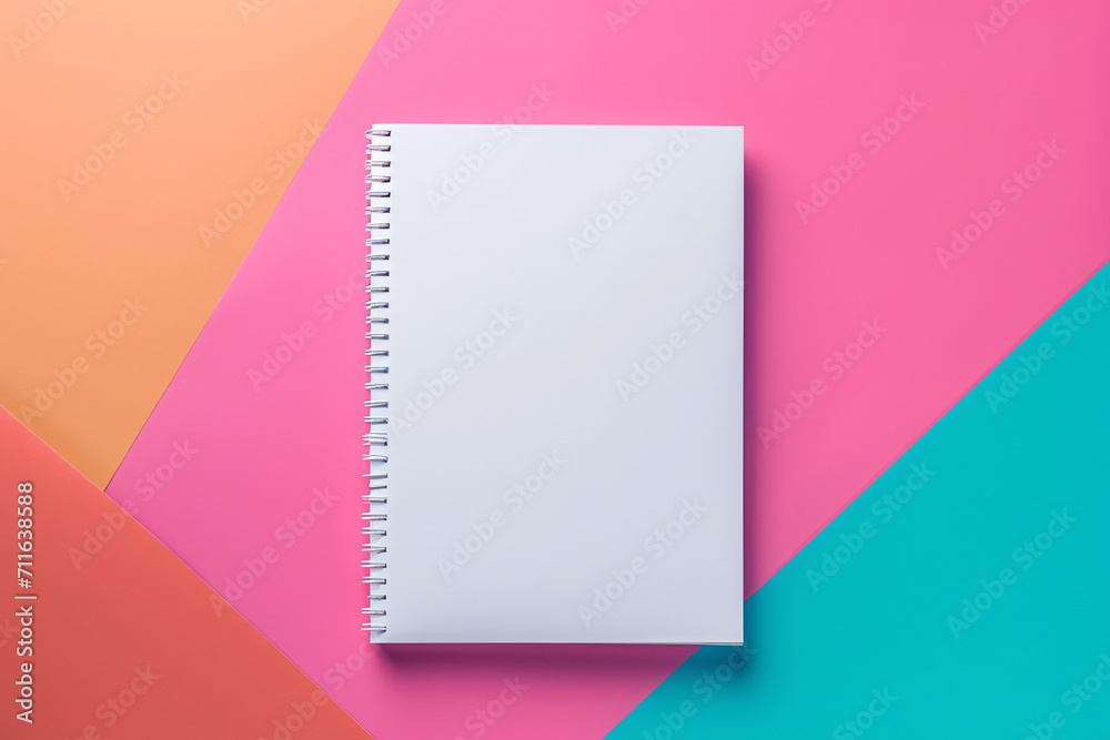 Vertical blank notebook on a gradient pink and orange background Vertical blank notebook on a gradient pink and orange background