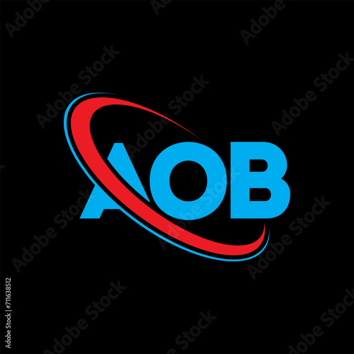 AOB logo. AOB letter. AOB letter logo design. Initials AOB logo linked with circle and uppercase monogram logo. AOB typography for technology  business and real estate brand.