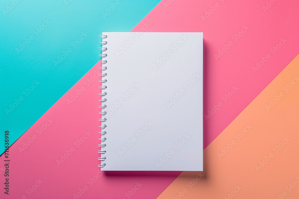 Blank spiral notebook on a two-tone background Blank spiral notebook on a two-tone background