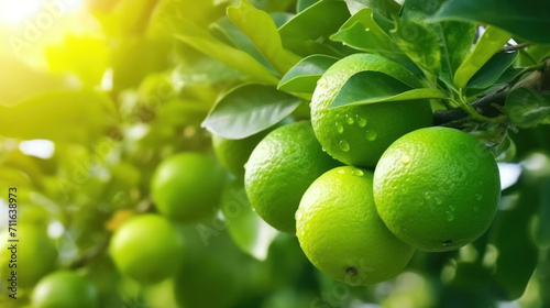 Wallpaper Mural Limes tree in the garden are excellent source of vitamin C. Green organic lime citrus fruit hanging on tree. Torontodigital.ca