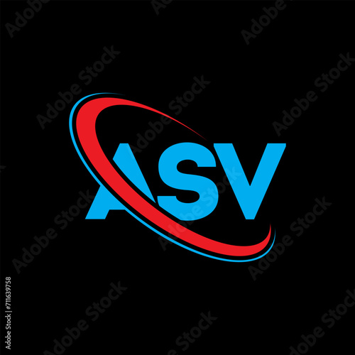 ASV logo. ASV letter. ASV letter logo design. Initials ASV logo linked with circle and uppercase monogram logo. ASV typography for technology, business and real estate brand. photo