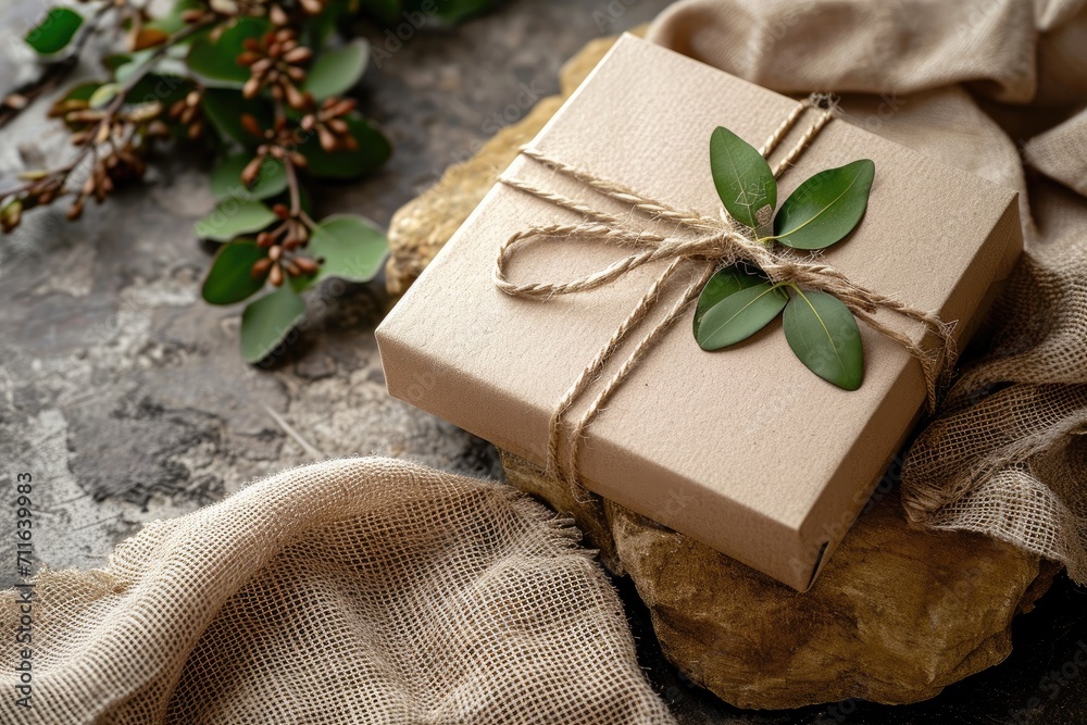 wrapped gift adorned with a bouquet wrapped gift adorned with a bouquet