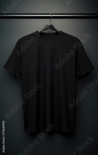 black t shirt hanging on the wall