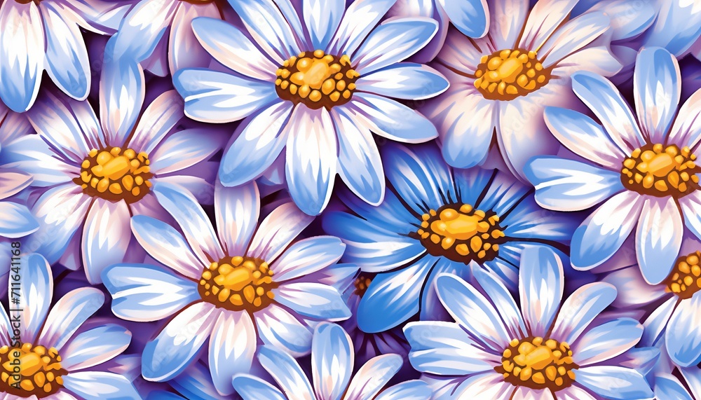 Fototapeta premium flowers flat pattern with daisies, marshmallow color, daisies and violets