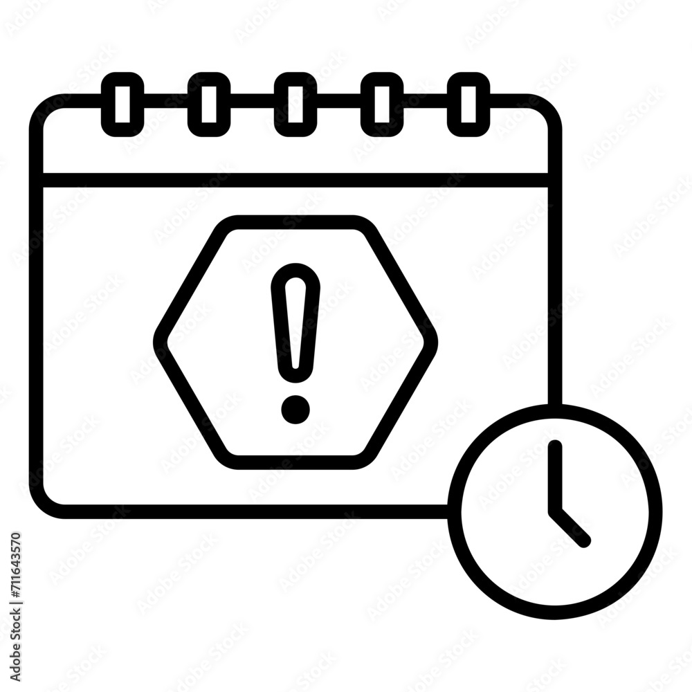 Deadline icon with calendar, clock and warning sign Deadline icon with calendar, clock and warning sign