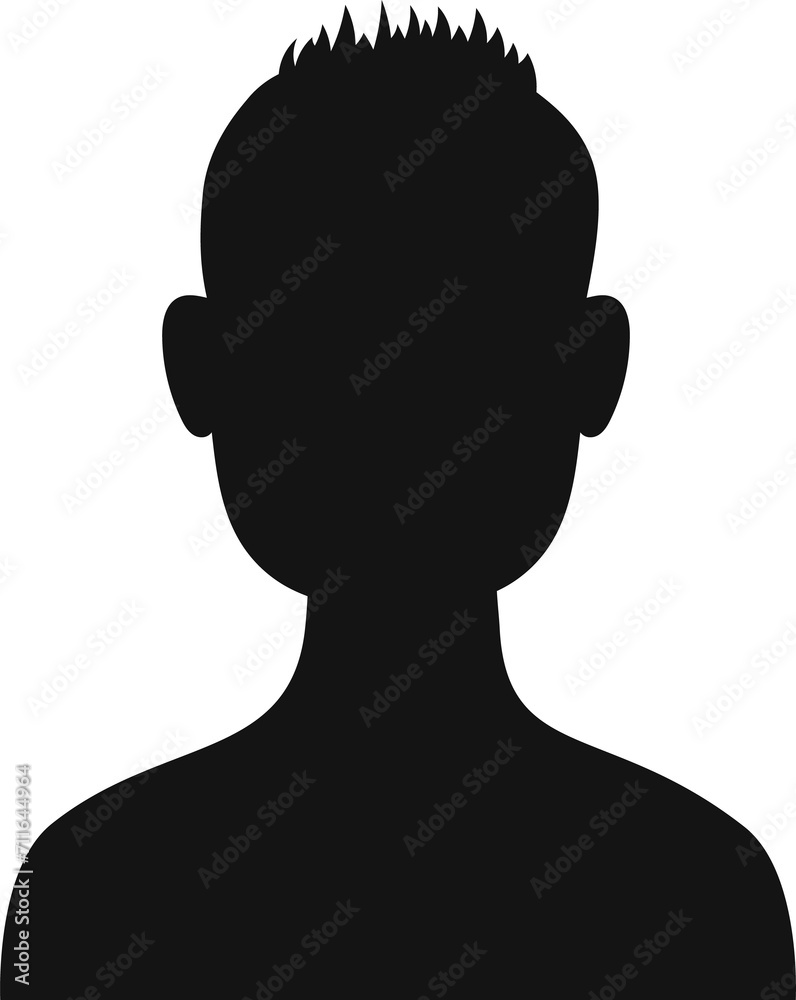 Teenager boy avatar, young man profile silhouette