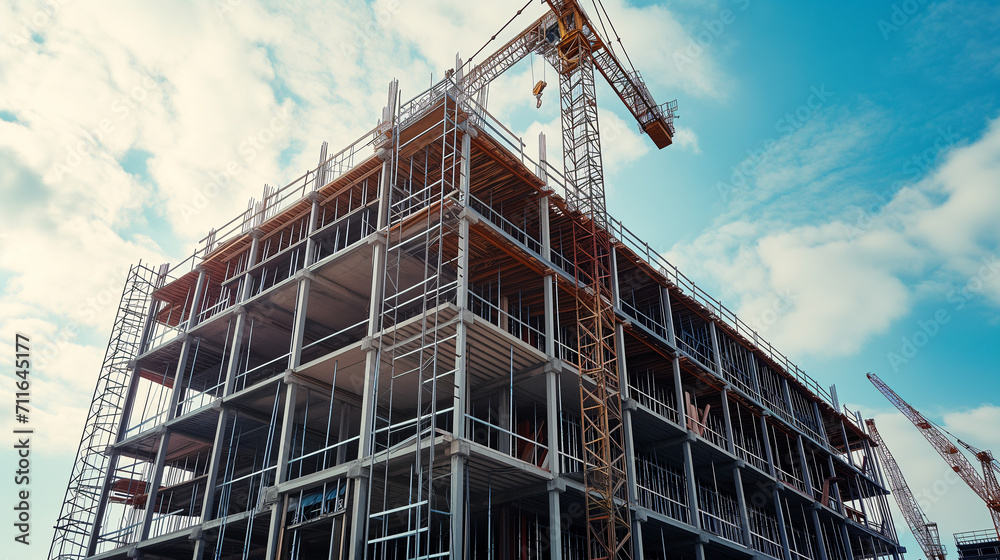 Large Building With Crane on Top Large Building With Crane on Top