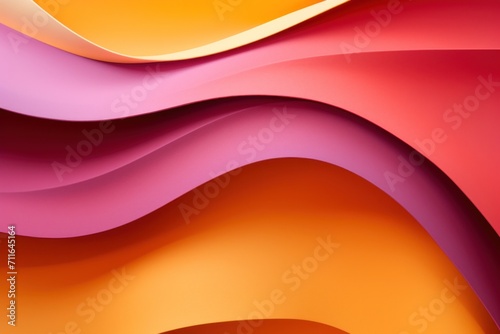 A yellow, orange, and red paper wallpaper, in the style of light magenta and light coral, colorful curves