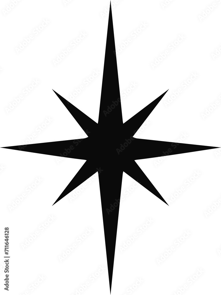 Silhouette of burst twinkle, star sparkle effect Silhouette of burst twinkle, star sparkle effect