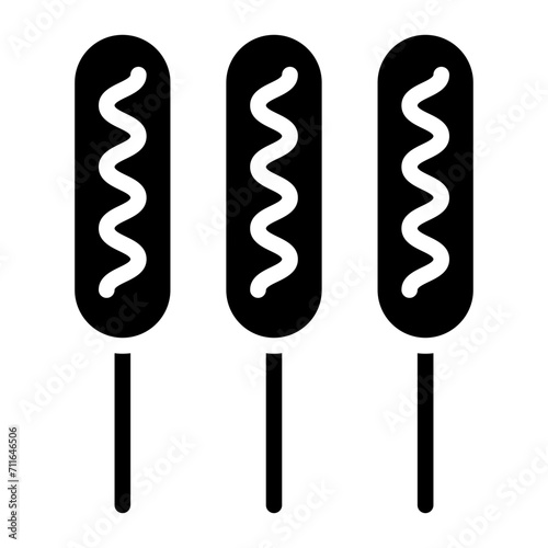 Sausage on a Stick icon vector image. Can be used for Festa Junina.